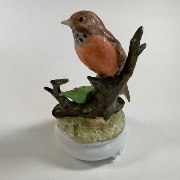 TAJ Importing Robin On Branch Bird Music Box Porcelain Japan/San Francisco VTG - Picture 12 of 16
